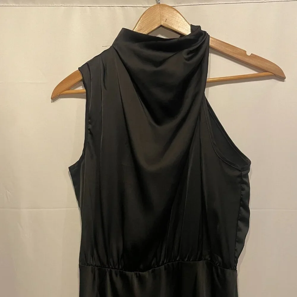 Share Women SM Pretty Garden Asymmetrical Mock Collar Black Cocktail Tea Length - Picture 11 of 11